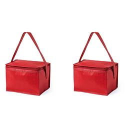 Foto van 2x stuks strand sixpack mini koeltasjes rood - koeltas