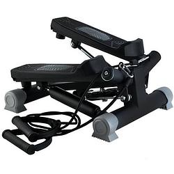 Foto van Malatec professionele fitness slide stepper 2-in-1 stair stepper met computer en elastieken zwart