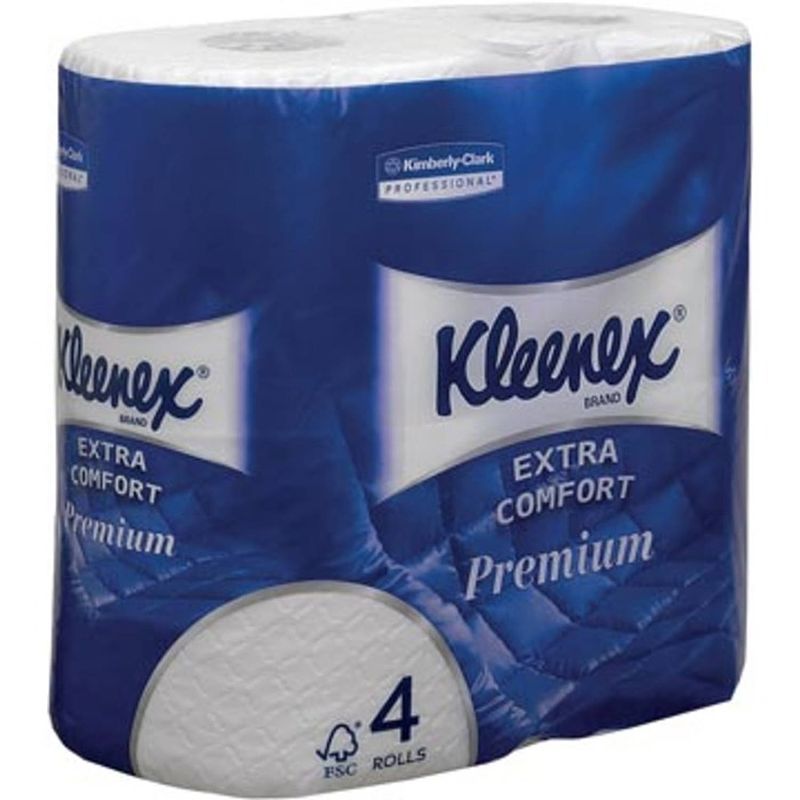 Foto van Kleenex toiletpapier extra comfort, 4-laags, 160 vel per rol, pak van 4 rollen