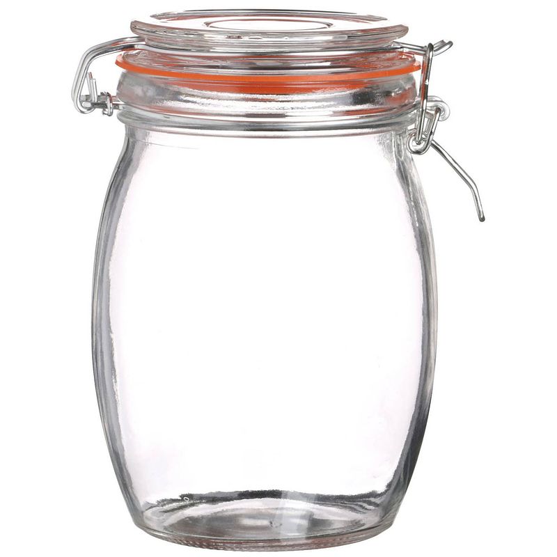 Foto van Urban living weckpot/inmaakpot - 1l - glas - met beugelsluiting - d10 x h17 cm - weckpotten