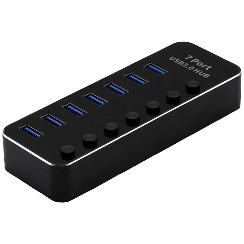 Foto van Roline 14025057 usb 3.1 gen 1-hub 7 poorten zwart