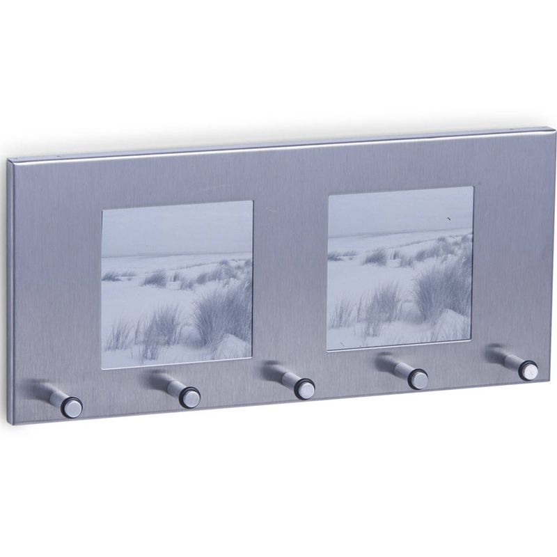 Foto van Sleutelrekje rechthoek zilver met foto vensters 29 cm - sleutelkastjes