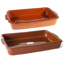 Foto van Ovenschalen set 2 stuks 4 liter en 8,5 liter terracotta aardewerk - ovenschalen