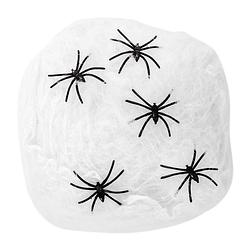 Foto van Horror spinnenweb met spinnen - wit - 40 gr - halloween decoratie - feestdecoratievoorwerp