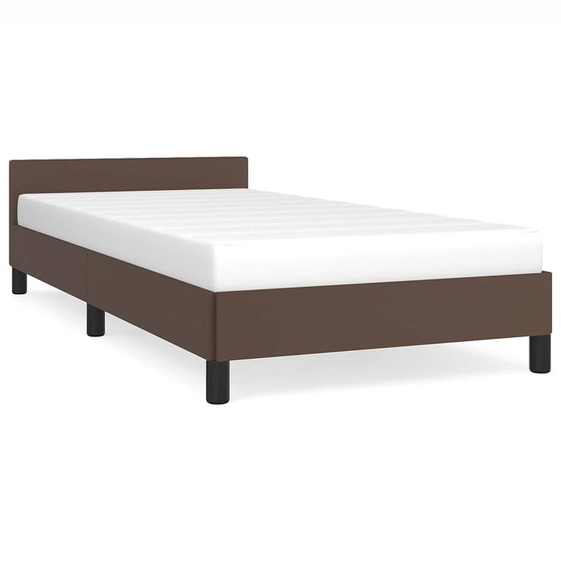 Foto van The living store bedframe bruin kunstleer - 203x103x50cm - inclusief montagehandleiding