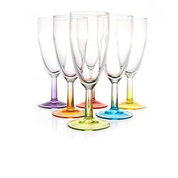 Foto van Luminarc crazy colors champagneglazen op voet - 14 cl - 6 stuks