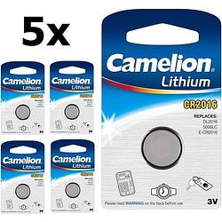Foto van 5 stuks - camelion cr2016 professional electronics 3v 90mah lithium knoopcel