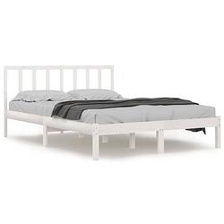 Foto van The living store bedframe - grenenhout - king size (150 x 200 cm) - wit