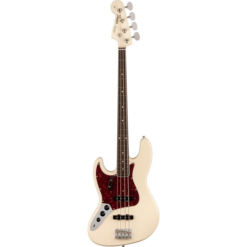 Foto van Fender american vintage ii 1966 jazz bass rw lh olympic white linkshandige elektrische basgitaar met koffer