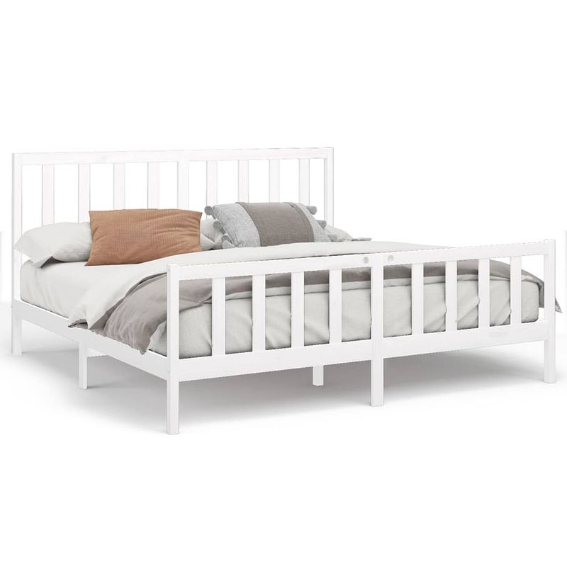 Foto van Vidaxl bedframe massief grenenhout wit 200x200 cm