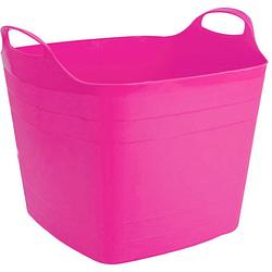 Foto van Flexibele kuip emmer/wasmand vierkant fuchsia roze 40 liter 42 x 42 cm - wasmanden