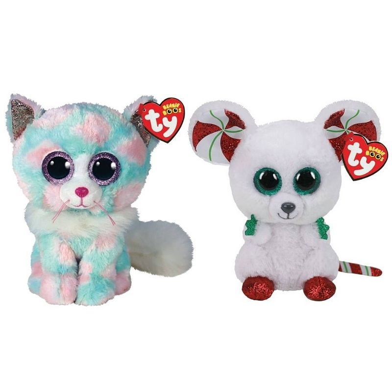 Foto van Ty - knuffel - beanie boo's - opal cat & christmas mouse