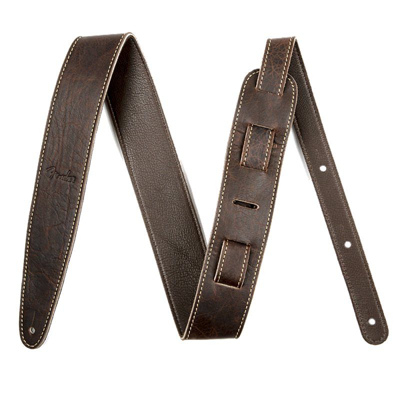 Foto van Fender artisan crafted leather strap 2 inch gitaarband bruin