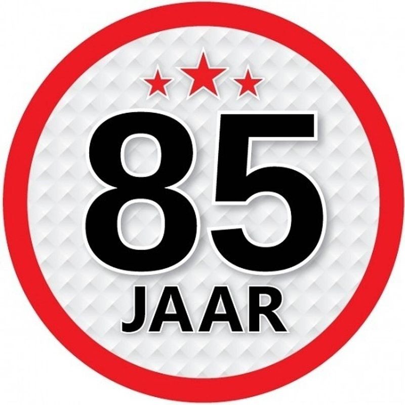 Foto van 10x 85 jaar leeftijd stickers rond 15 cm verjaardag versiering - feeststickers