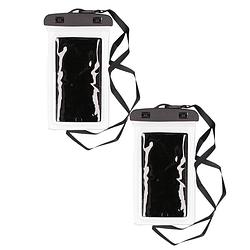 Foto van 2x stuks bellatio design waterdicht telefoonhoesje voor alle telefoons tot 6 inch wit - telefoonhoesjes