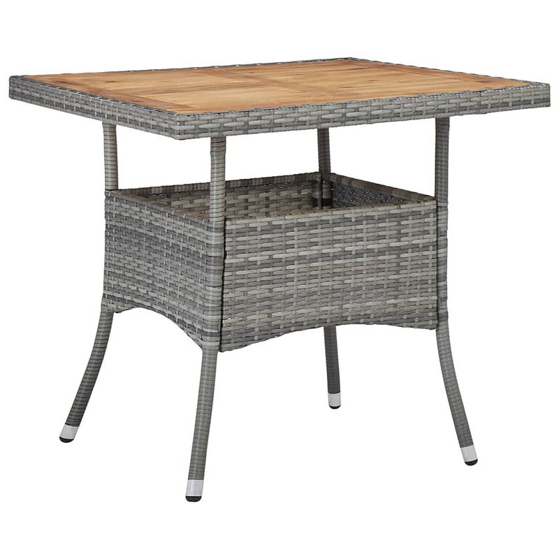 Foto van Vidaxl tuintafel poly rattan en massief acaciahout grijs