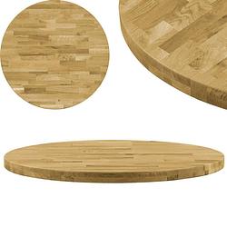 Foto van Vidaxl tafelblad rond 44 mm 700 mm massief eikenhout