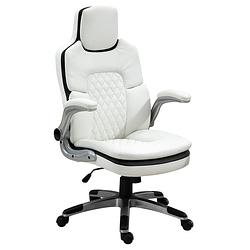 Foto van Bureaustoel - bureaustoel ergonomisch - directiestoel - bureaustoelen voor volwassenen - wit - 69 x 67 x 113-121 cm
