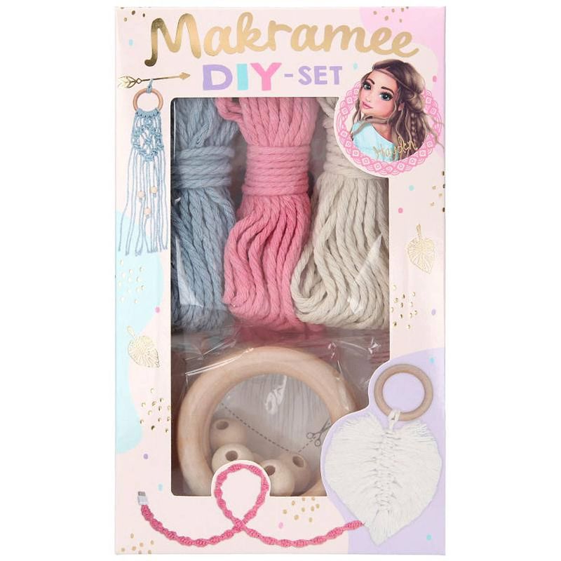 Foto van Topmodel knutselset macramé junior roze/blauw/crème 13-delig