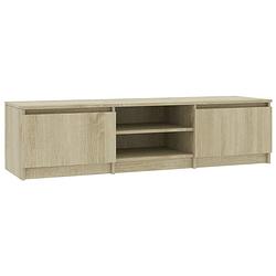 Foto van The living store tv-meubel classic - 140x40x35.5 cm - eikenhout - 2 deuren - 2 open vakken