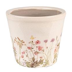 Foto van Clayre & eef bloempot ø 12x10 cm roze beige keramiek bloemen bloempot binnen plantenpot plant pot roze bloempot binnen