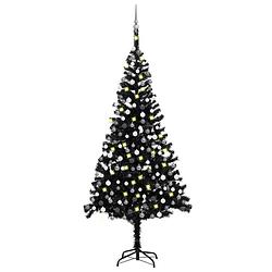 Foto van Vidaxl kunstkerstboom met led's en kerstballen 240 cm pvc zwart