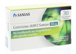 Foto van Sanias cetrizine 10mg tabletten - bij hooikoorts en vergelijkbare allergische reacties -