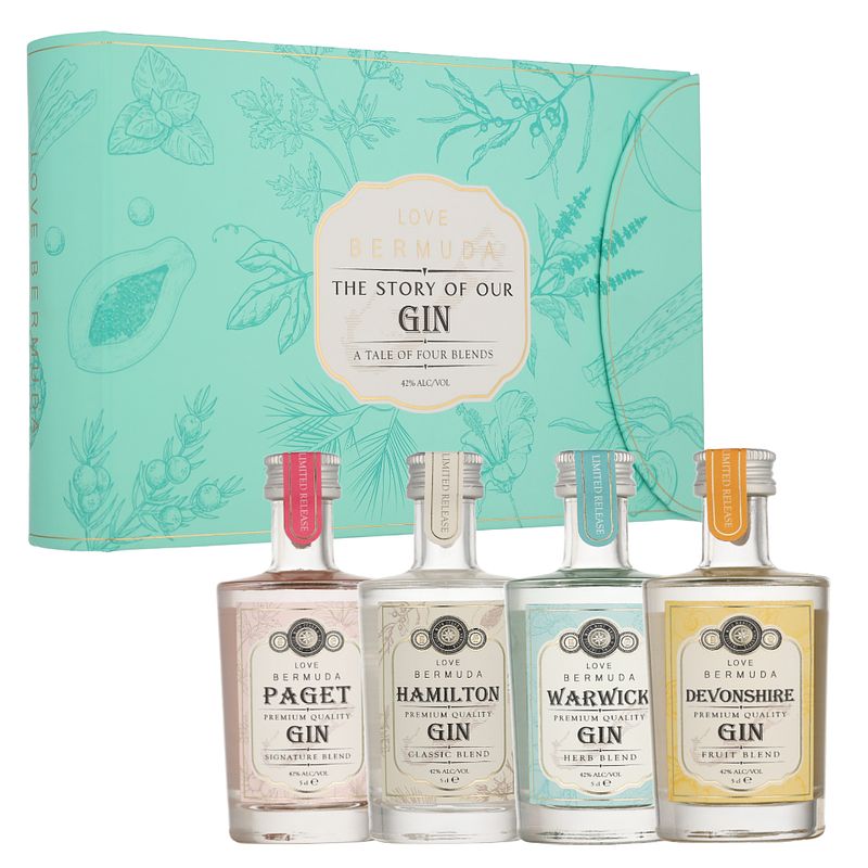 Foto van Love bermuda the story of our giftbook 4x5cl gin