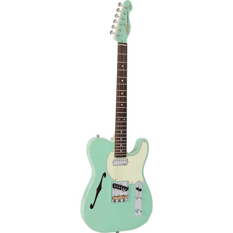 Foto van Vintage v72 reissued semi-hollow ventura green