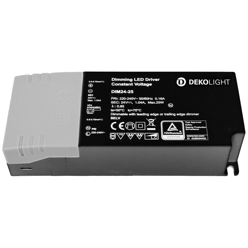 Foto van Deko light basic, dim, cv, 24v 2,5-25w led-driver constante spanning 25 w 105 - 1040 ma 24 v