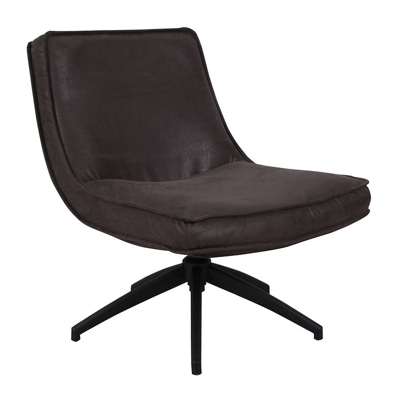 Foto van Dimehouse tommy fauteuil antraciet - industrieel - eco leer - zonder armleuning - draaibaar