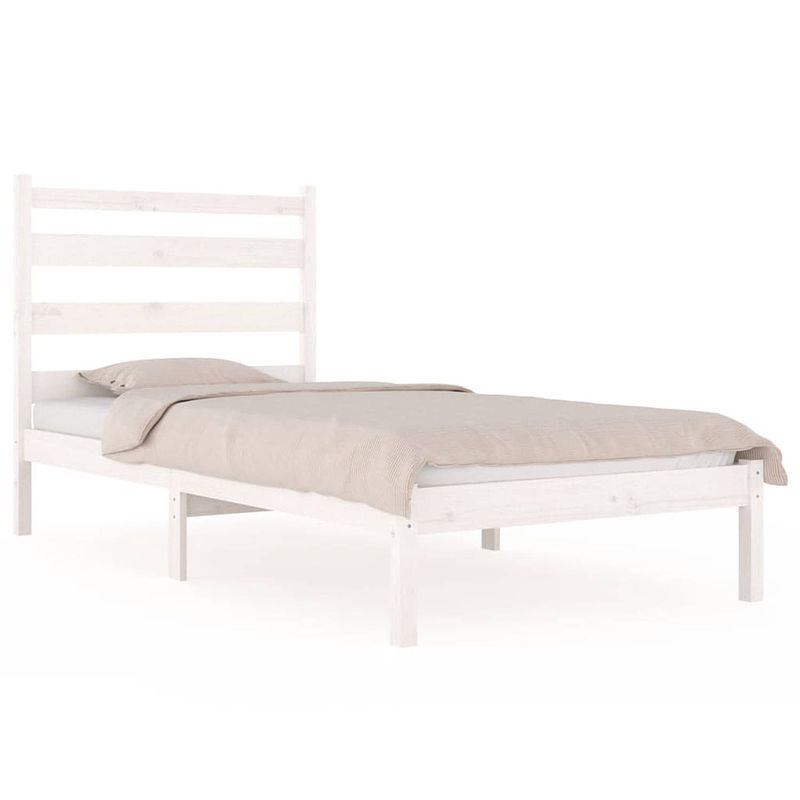 Foto van The living store houten bedframe - klassiek - 205.5 x 95.5 x 100 cm - wit