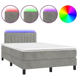 Foto van The living store boxspring bed - lichtgrijs fluweel - 120x200 cm - led-verlichting