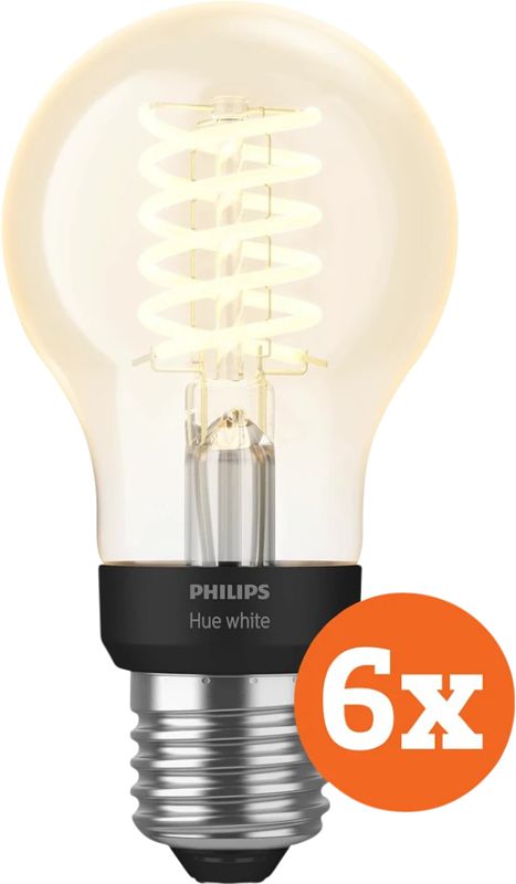 Foto van Philips hue filamentlamp white standaard e27 6-pack