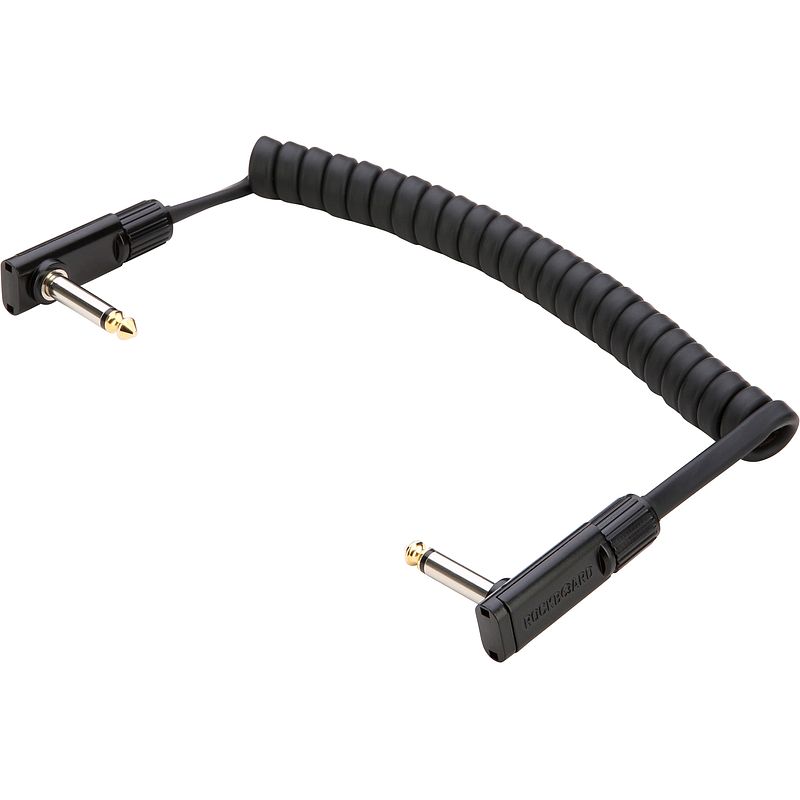 Foto van Rockboard coiled series flat patch cable zwart 1 m