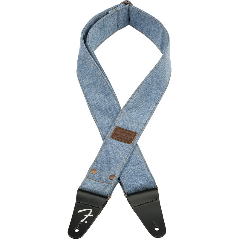 Foto van Fender x wrangler® riveted denim strap light indigo gitaarband