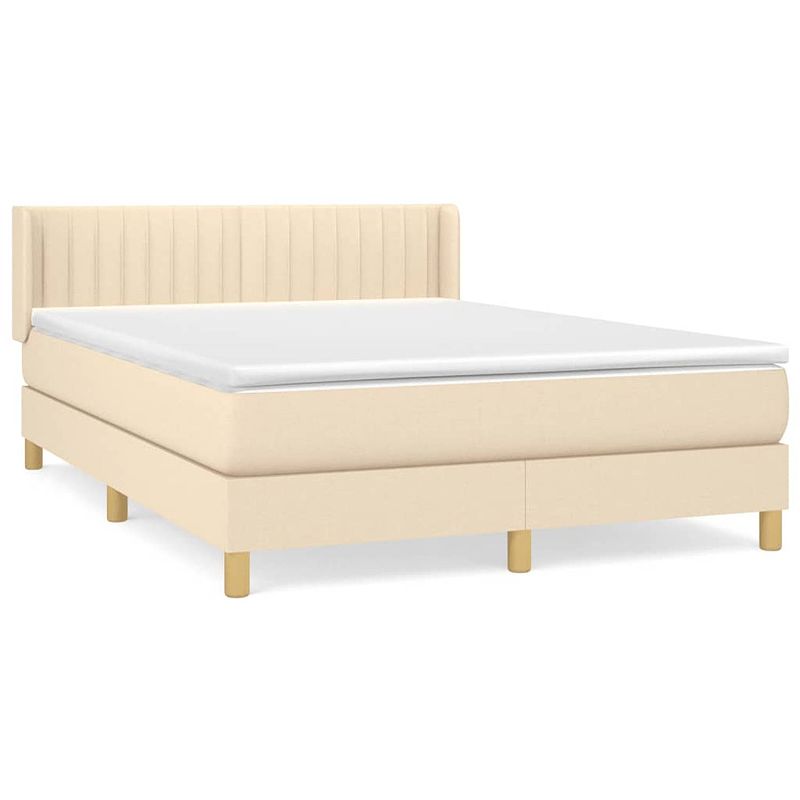 Foto van Vidaxl boxspring met matras stof crèmekleurig 140x190 cm