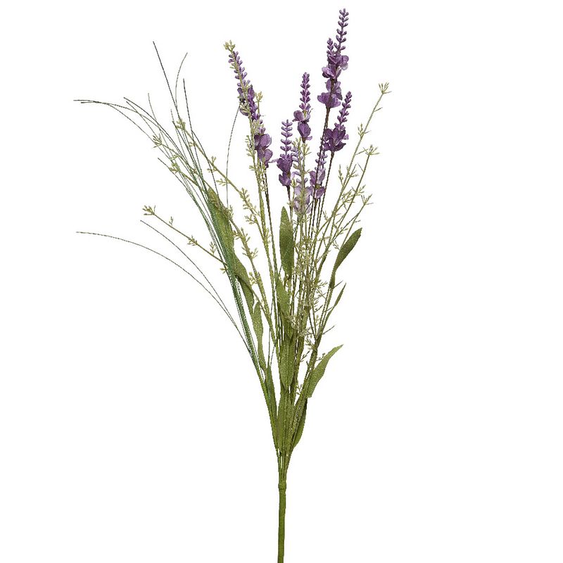 Foto van Lavendel kunstplant - kunststof - lila paars - 4 x 13 x h75 cm - kunstplanten