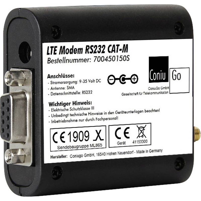 Foto van Coniugo coniugo lte gsm modem rs232 cat m lte-modem 12 v/dc functie: alarmeren