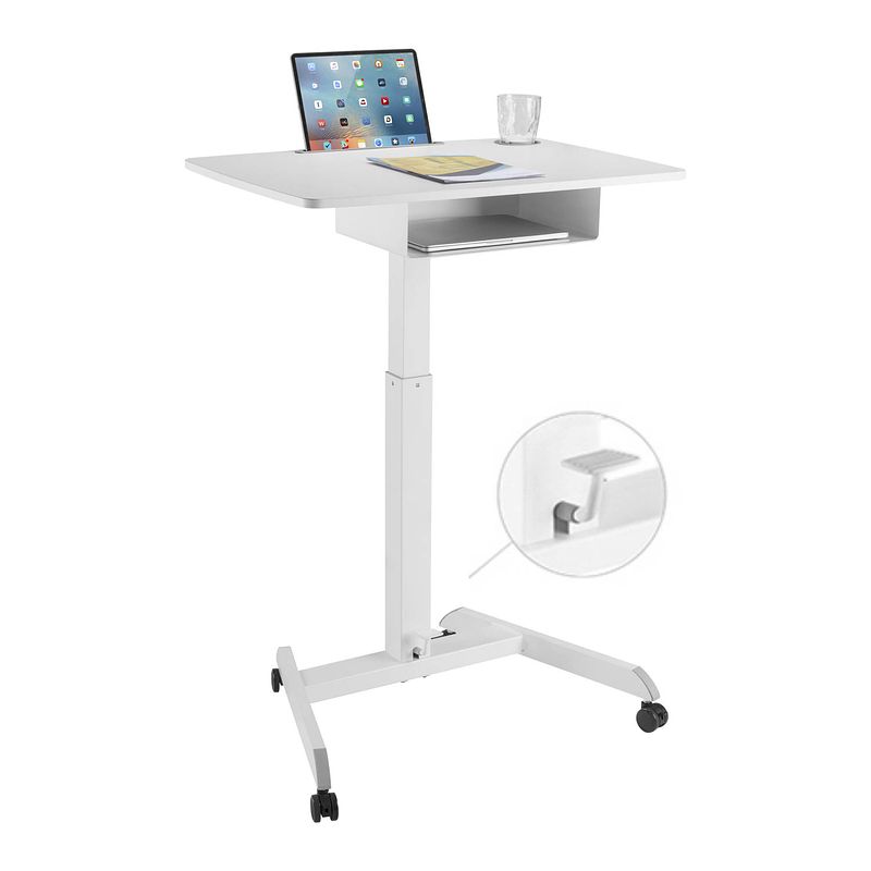 Foto van Zit sta bureau verrijdbaar - laptoptafel - verrijdbaar workstation - presentatie lessenaar