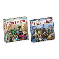 Foto van Ticket to ride spellenbundel - 2 stuks - uitbreidingen - frankrijk + old west & duitsland