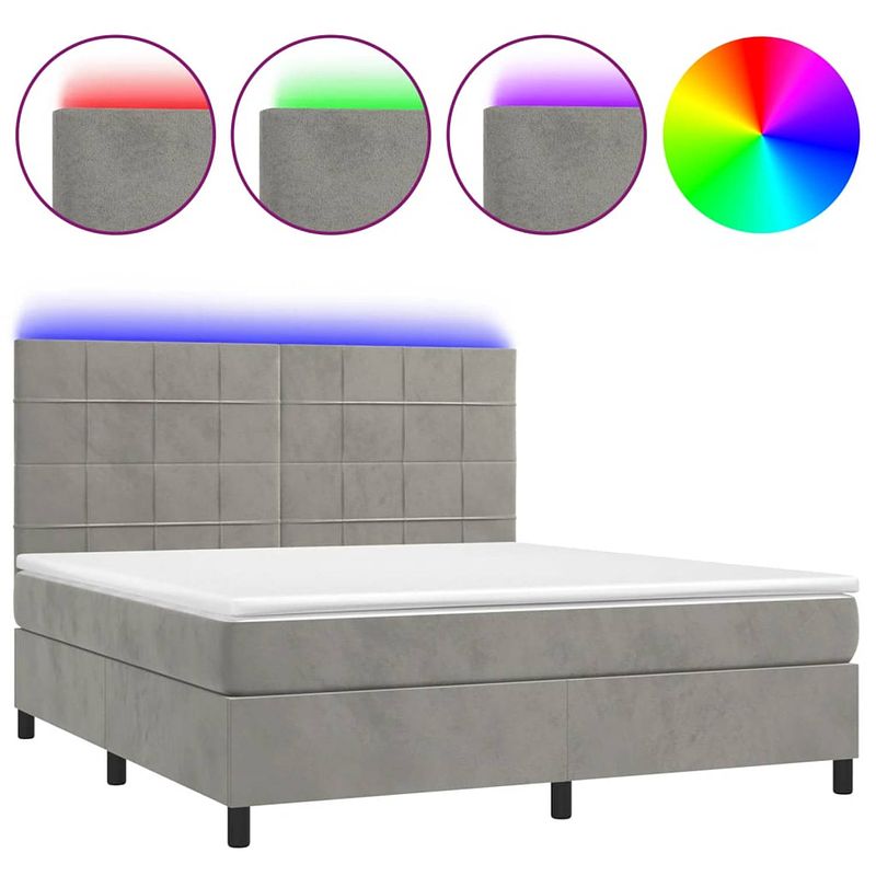 Foto van The living store boxspring bed - 203x180 cm - led - fluweel - pocketvering