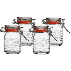 Foto van Urban living voorraadpotje/kruidenpotje - 4x - mini - 70 ml - glas - beugelsluiting - d5 x h8 cm - voorraadpot