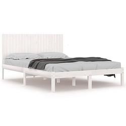 Foto van The living store houten bedframe - modern - bed - afmeting- 205.5 x 205.5 x 31 cm - kleur- wit