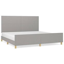 Foto van The living store bedframe - lichtgrijs - 203 x 206 x 118/128 cm - geschikte matras 200 x 200 cm - verstelbaar hoofdbord