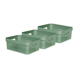 Foto van Curver infinity recycled dots opbergbox - 11l - 3 stuks - groen