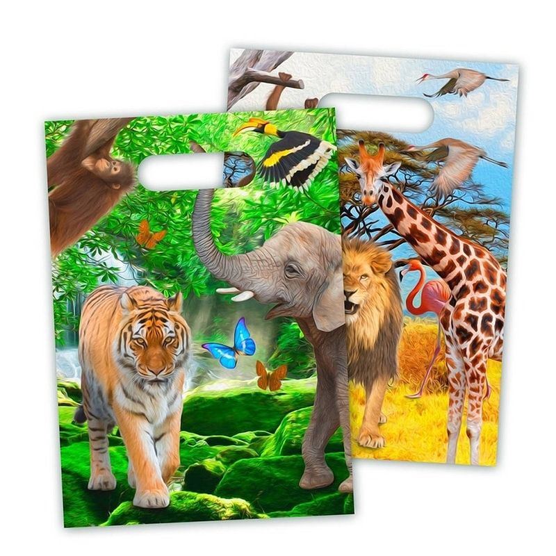 Foto van 24x safari/jungle uitdeelzakjes 16,5 x 23 cm - uitdeelzakjes