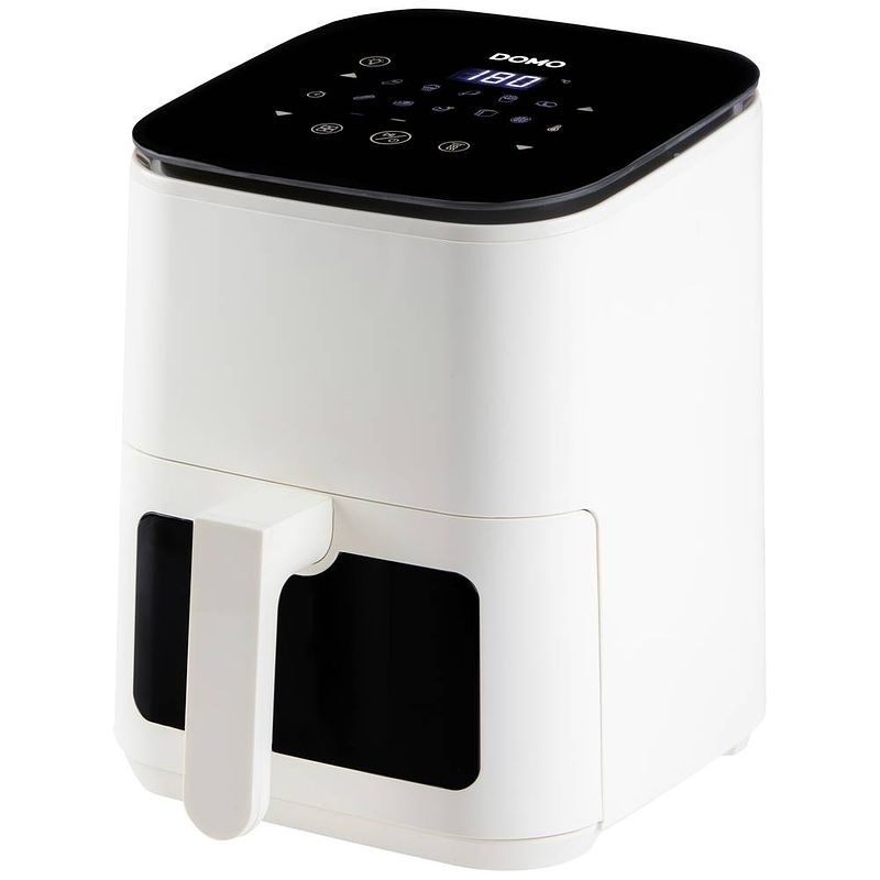 Foto van Domo deli-freyer airfryer 1350 w timerfunctie, anti-aanbaklaag, oververhittingsbeveiliging, met display wit, zwart