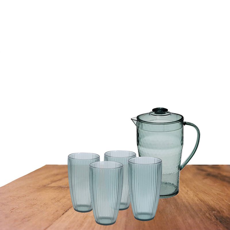 Foto van Excellent houseware grote waterglazen 650 ml en karaf 2 liter van kunststof - drinkglazen