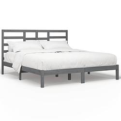 Foto van Vidaxl bedframe massief hout grijs 180x200 cm 6ft super king